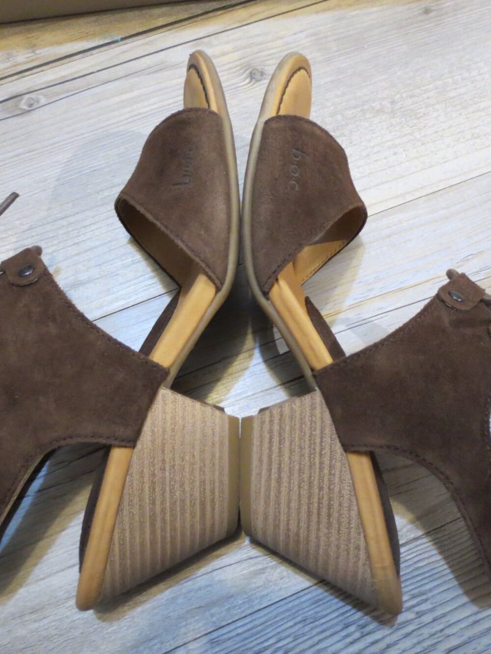 b.o.c Born Concept Blair Dark Brown Faux Suede Dressy Casual Heeled Sandal - 8 M - Picture 6 of 8